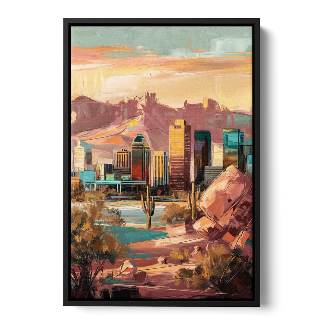 Mesa City Skyline - Black Frame Canvas