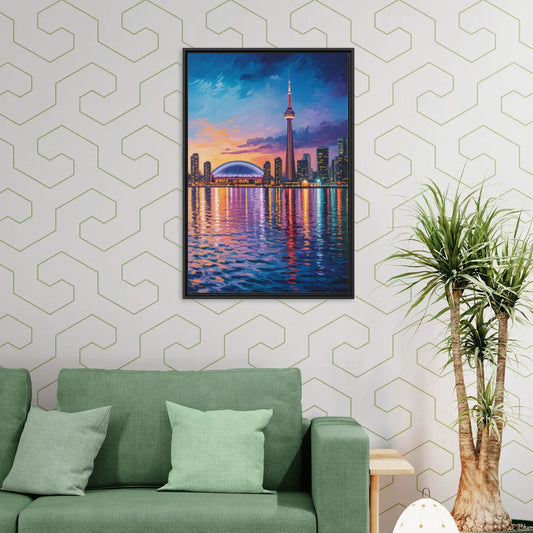 Polson Pier Toronto View - Living Room Black Frame Canvas