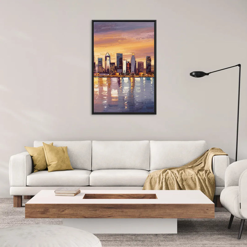 San Diego Downtown Skyline - Living Room Black Frame Canvas