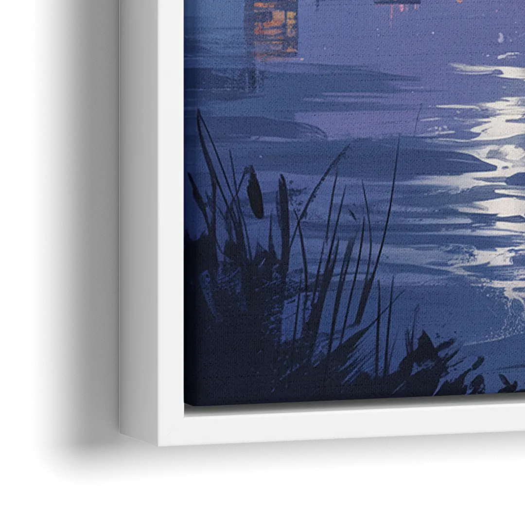Science World at Night - Close-Up White Frame Canvas