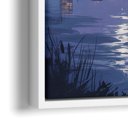 Science World at Night - Close-Up White Frame Canvas