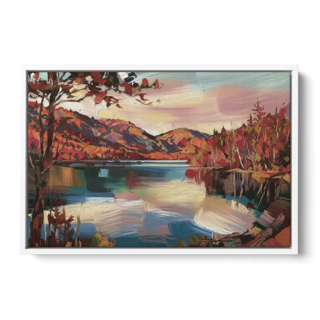 Lake Placid Adirondack Serenity - White Frame Canvas