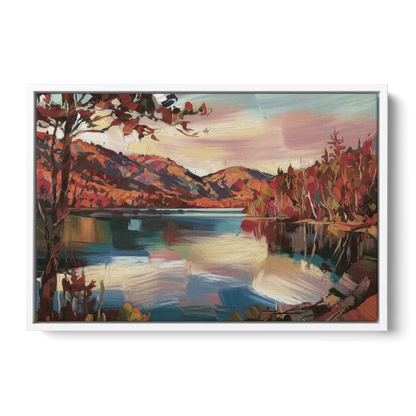 Lake Placid Adirondack Serenity - White Frame Canvas