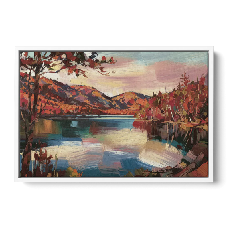 Lake Placid Adirondack Serenity - White Frame Canvas