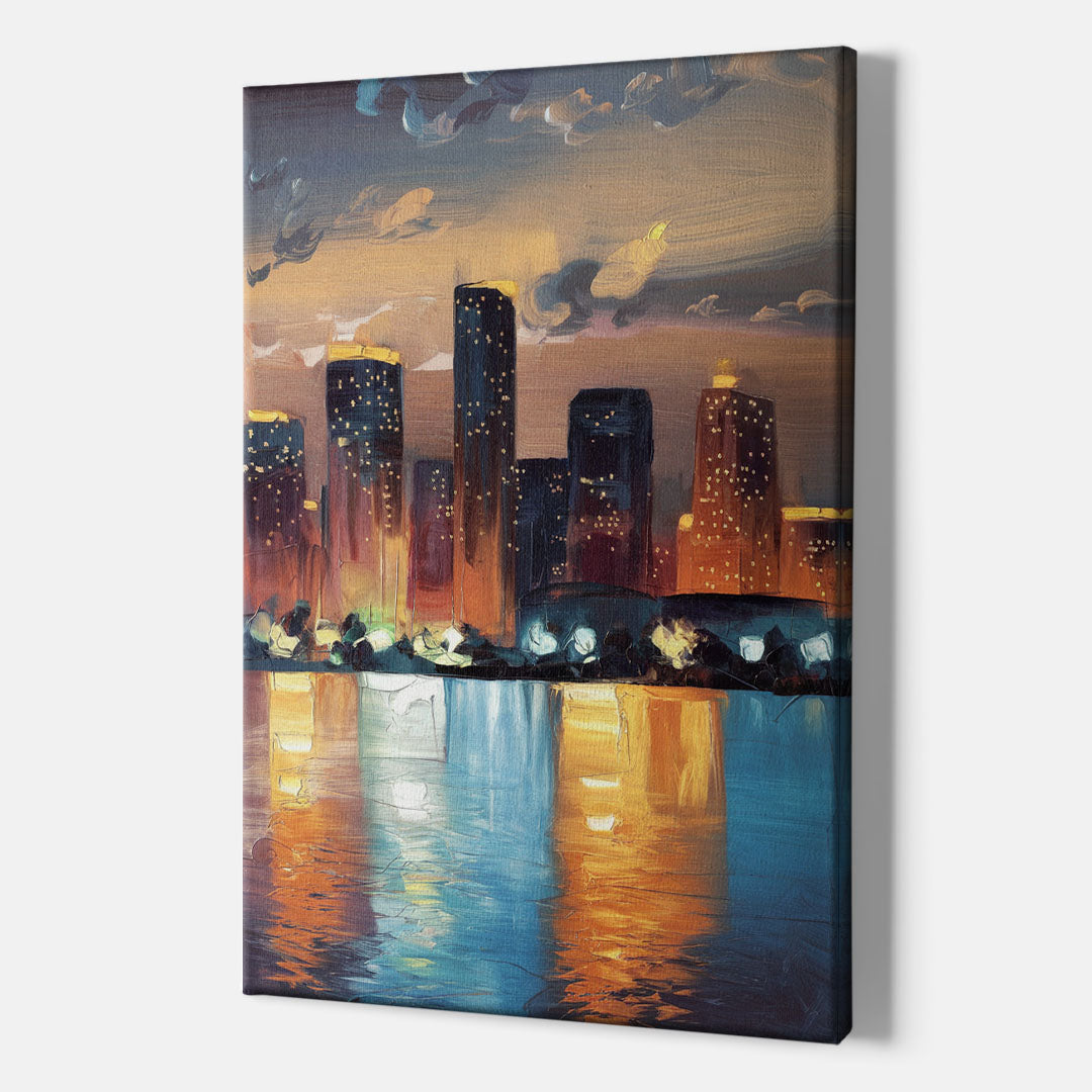 Houston Skyline Glow - Canvas Wall Art Indoor