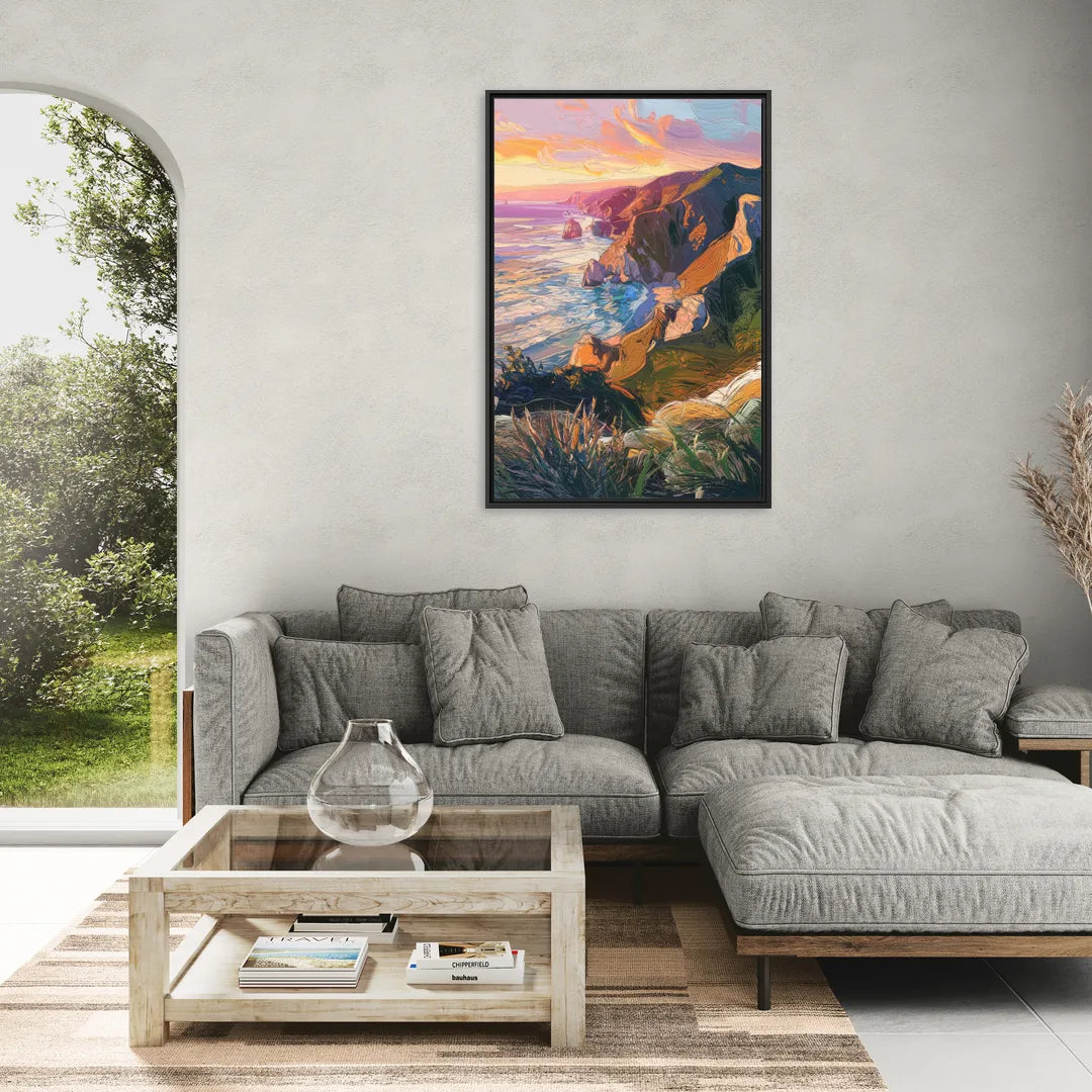Big Sur Mountain Views - Living Room Black Frame Canvas