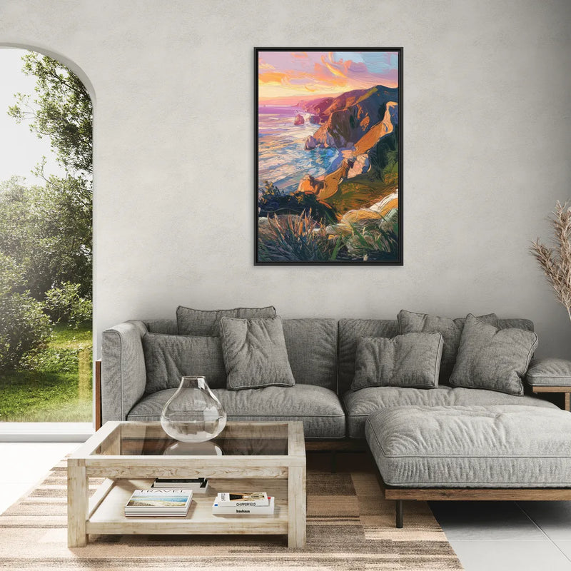 Big Sur Mountain Views - Living Room Black Frame Canvas