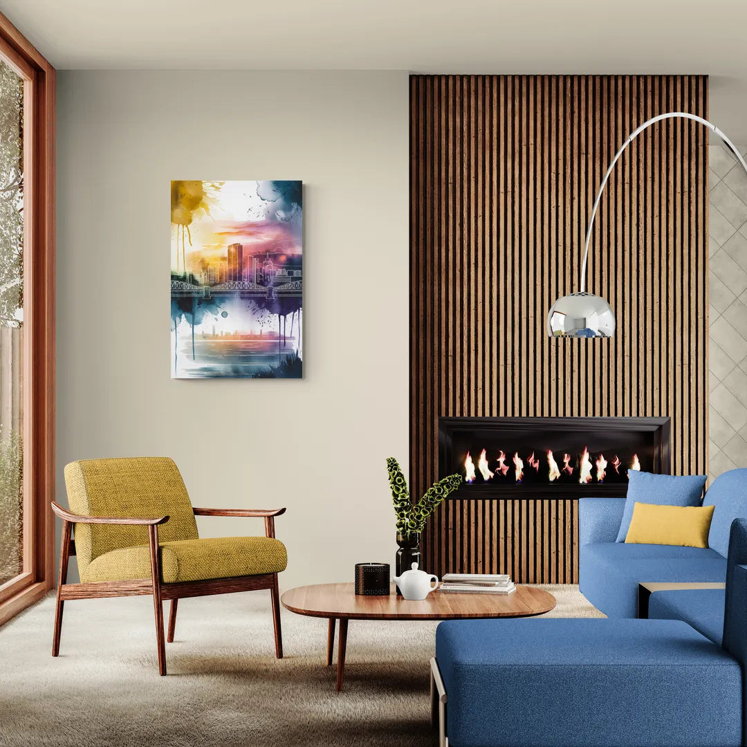 Sacramento Skyline Sunset - Canvas Wall Art Living Room