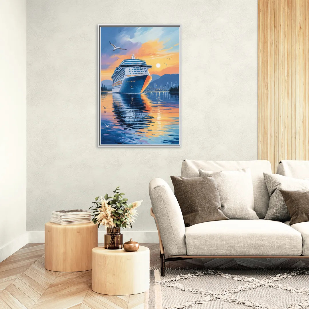 Vancouver Cruise Ship Terminal - Living Room White Frame Canvas