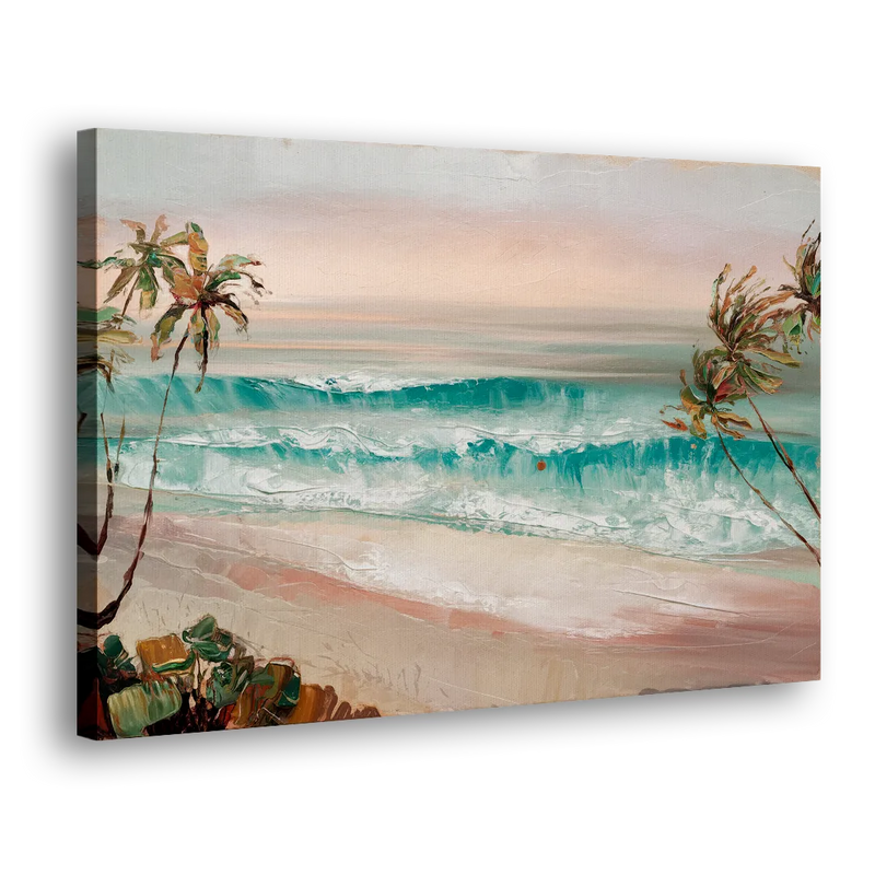 La Jolla Waves And Palms - Canvas Print Art Sides