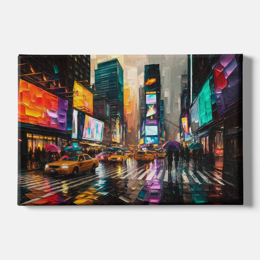 New York City Vibrant Street Scenes - Canvas Wall Art