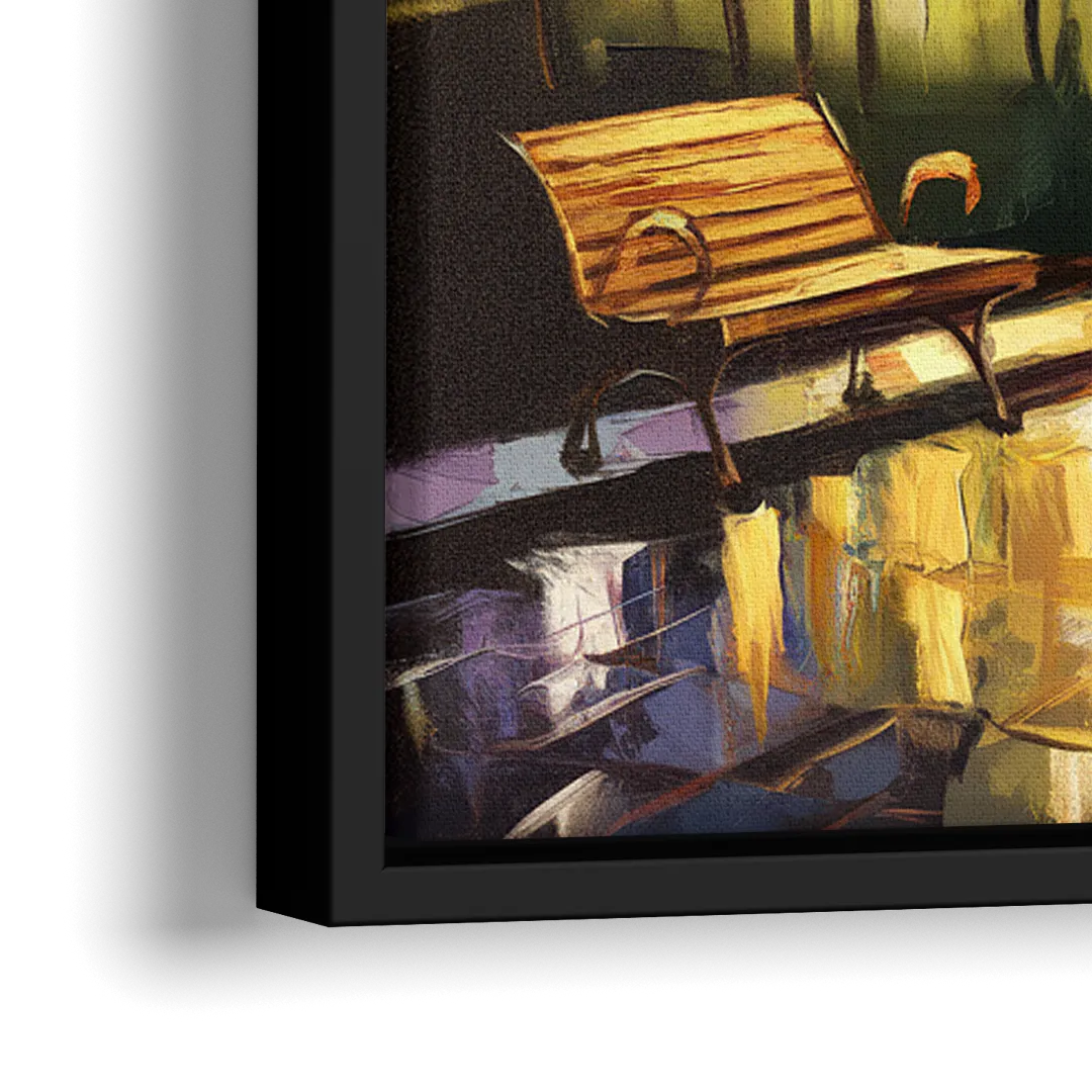 Tulsa Night Lights - Close-Up Black Frame Canvas