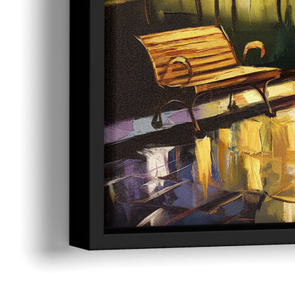 Tulsa Night Lights - Close-Up Black Frame Canvas
