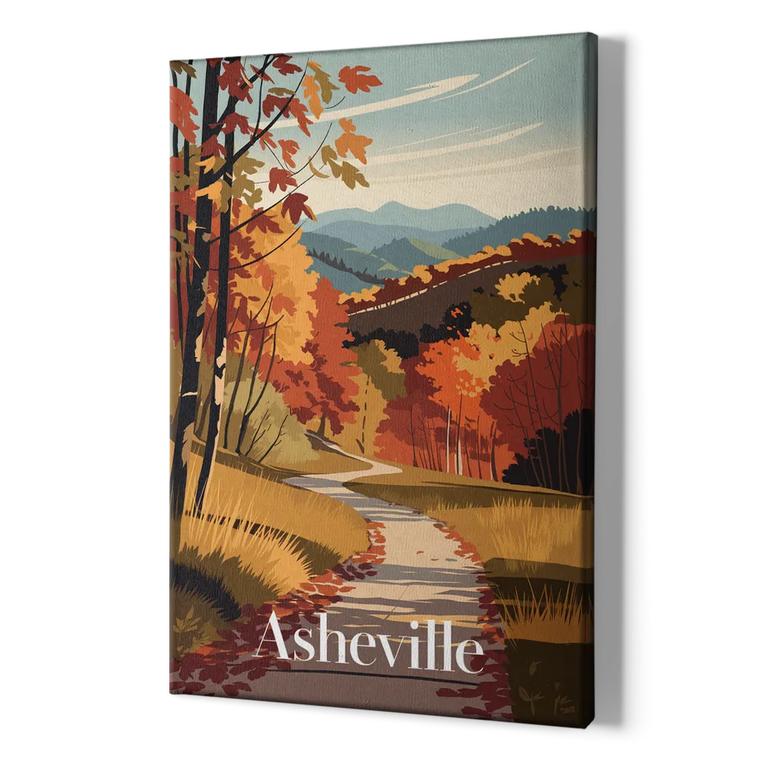 Asheville Fall Foliage Scene - Canvas Print Art Sides