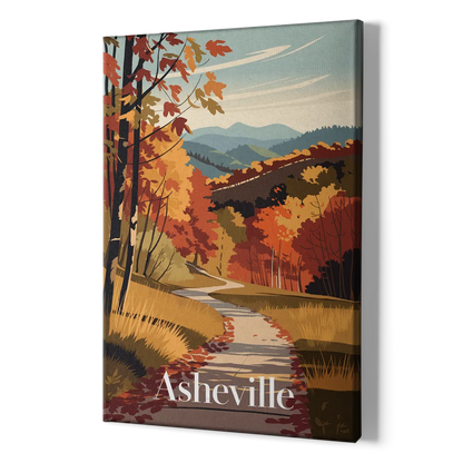 Asheville Fall Foliage Scene - Canvas Print Art Sides