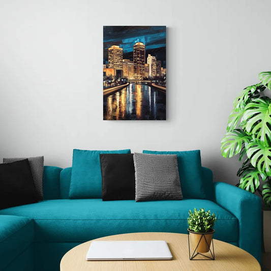 Oklahoma City Night Lights - Canvas Wall Art Living Room