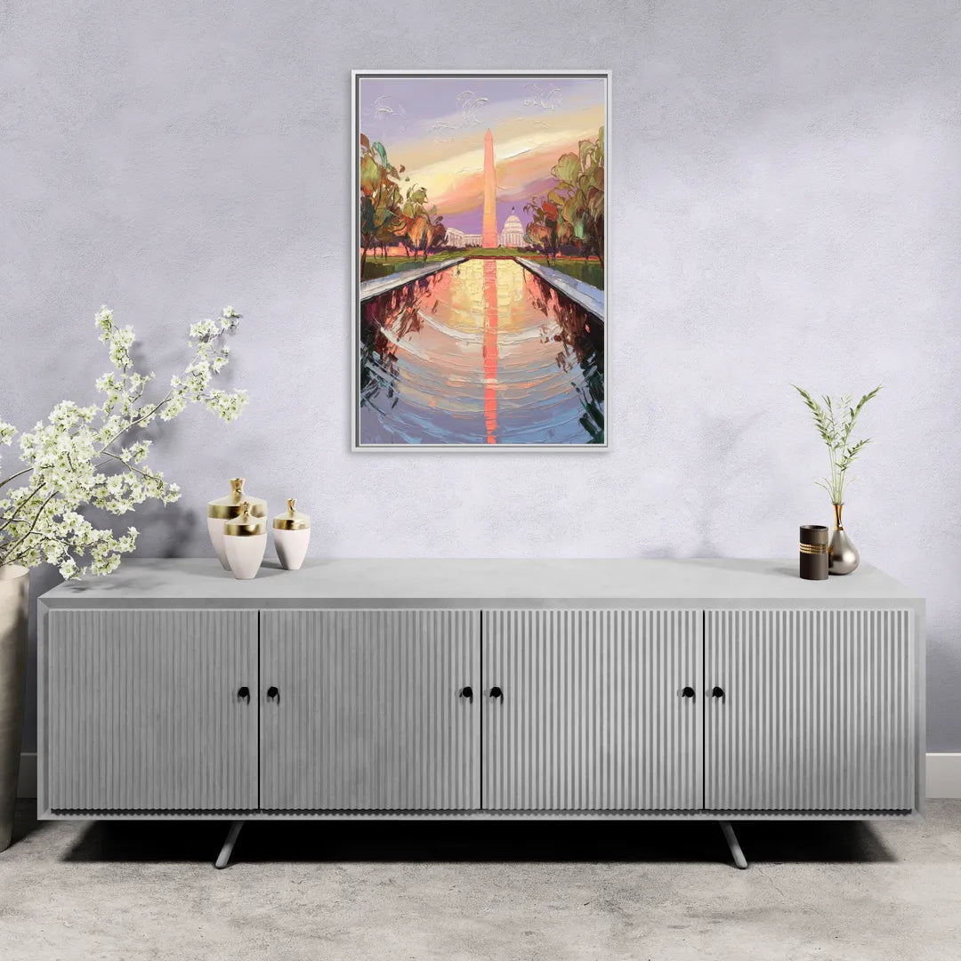 Washington National Mall - Living Room White Frame Canvas