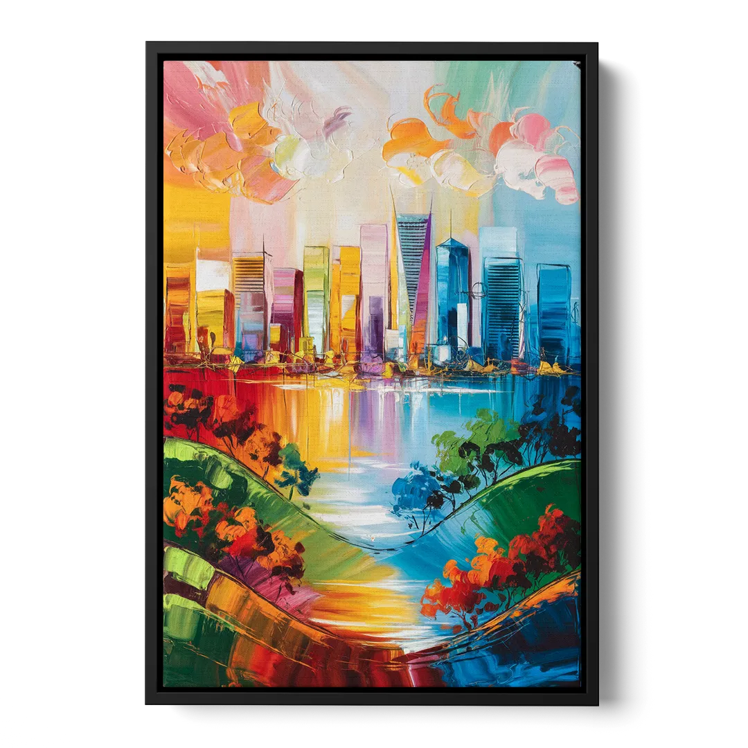 San Jose Nature and Cityscape - Black Frame Canvas