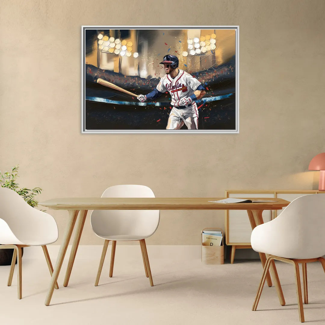 Atlanta Braves World Series Celebration - Living Room White Frame Canvas