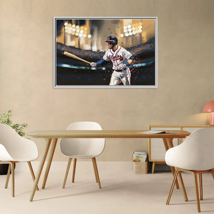 Atlanta Braves World Series Celebration - Living Room White Frame Canvas