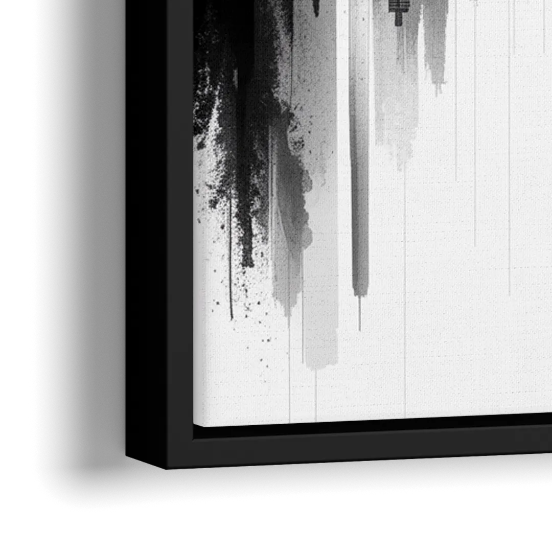 Toronto Skyline Black and White - Close-Up Black Frame Canvas
