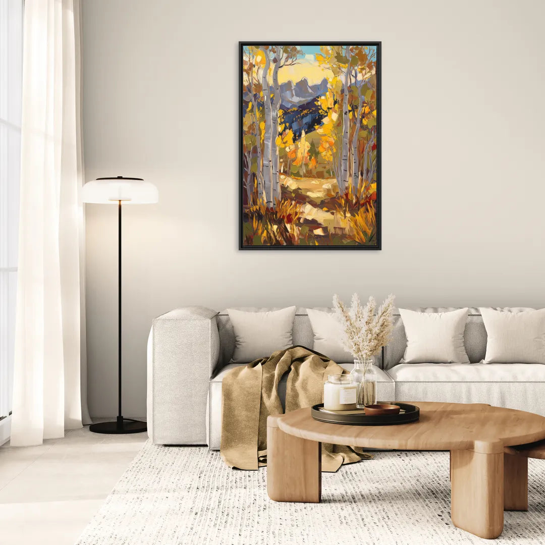 Telluride Autumn Aspen Forest - Living Room Black Frame Canvas