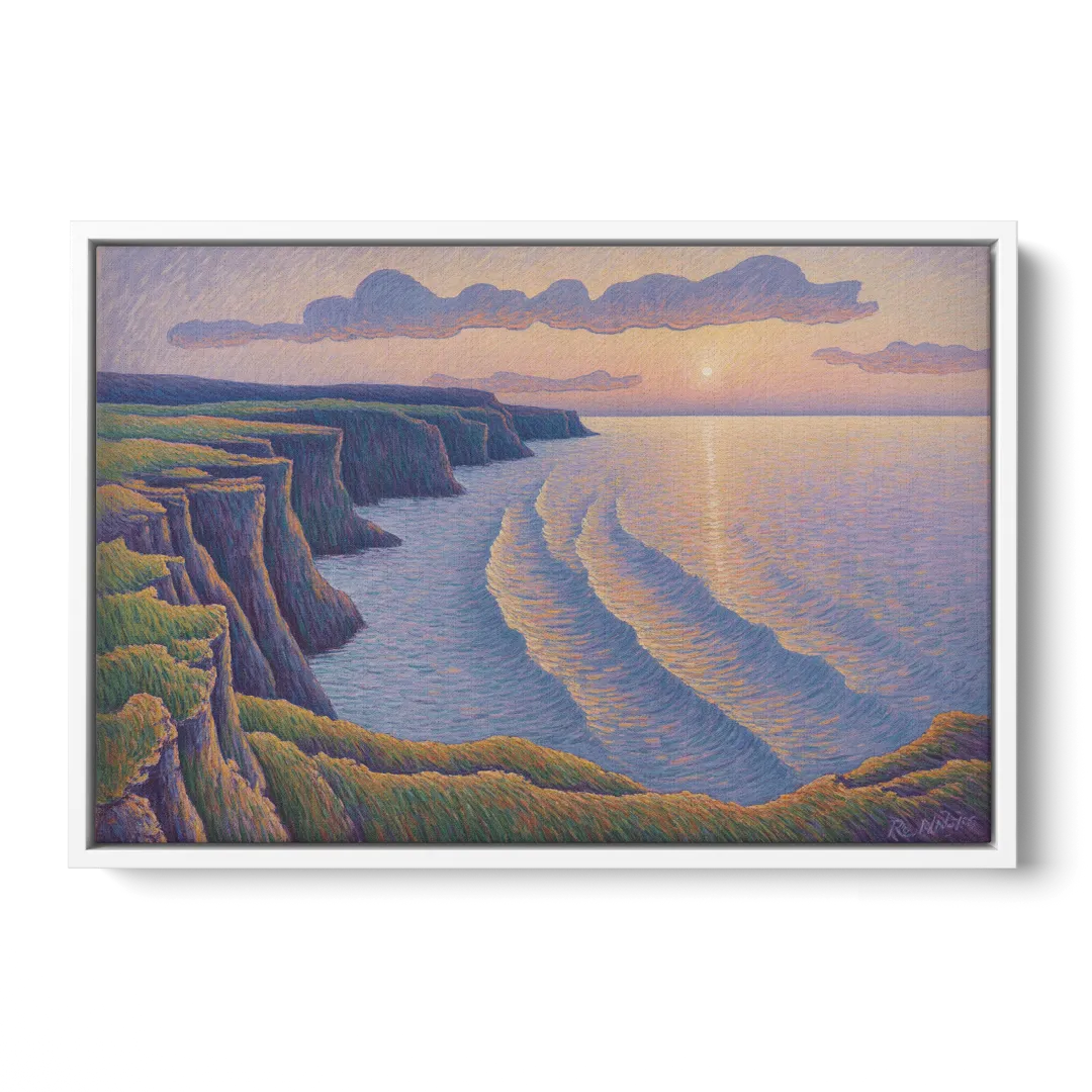 Coastal Cliffs of Newfoundland - White Frame Canvas