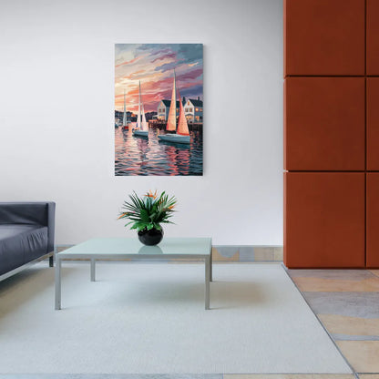 Camden Inner Harbor Sunset - Canvas Wall Art Living Room