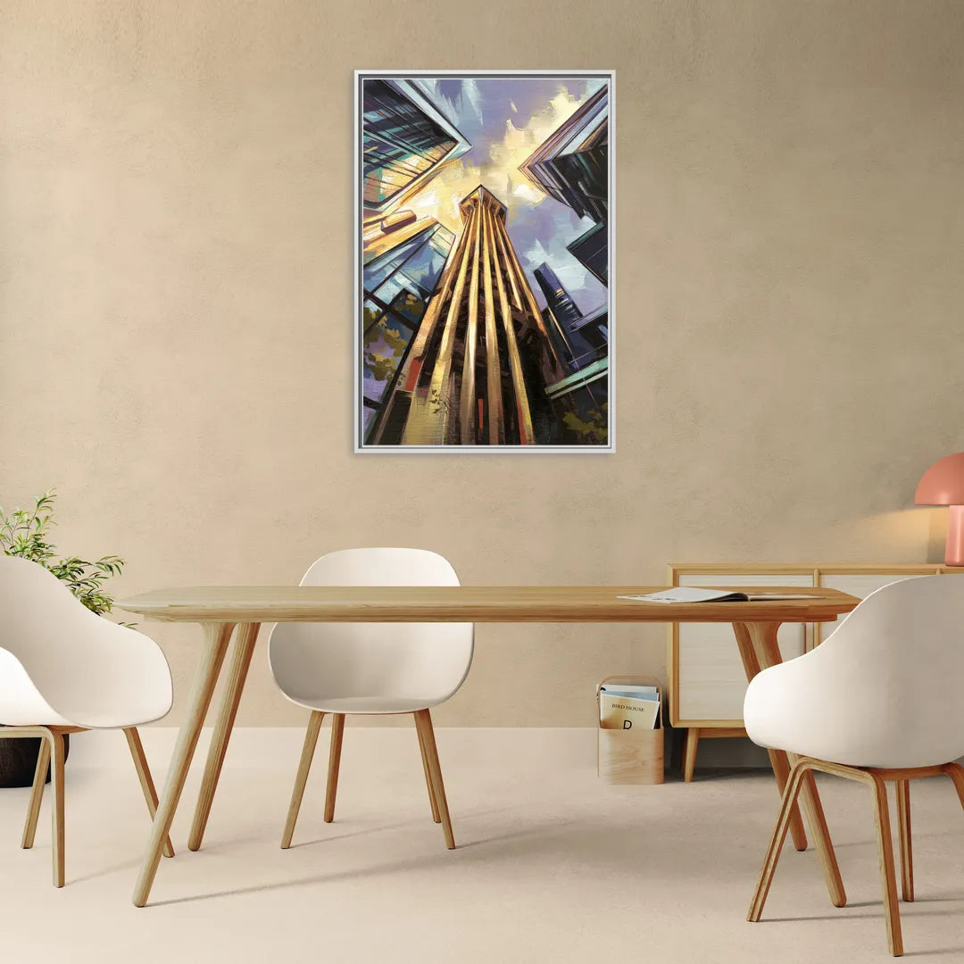 Dallas Modern Architecture - Living Room White Frame Canvas