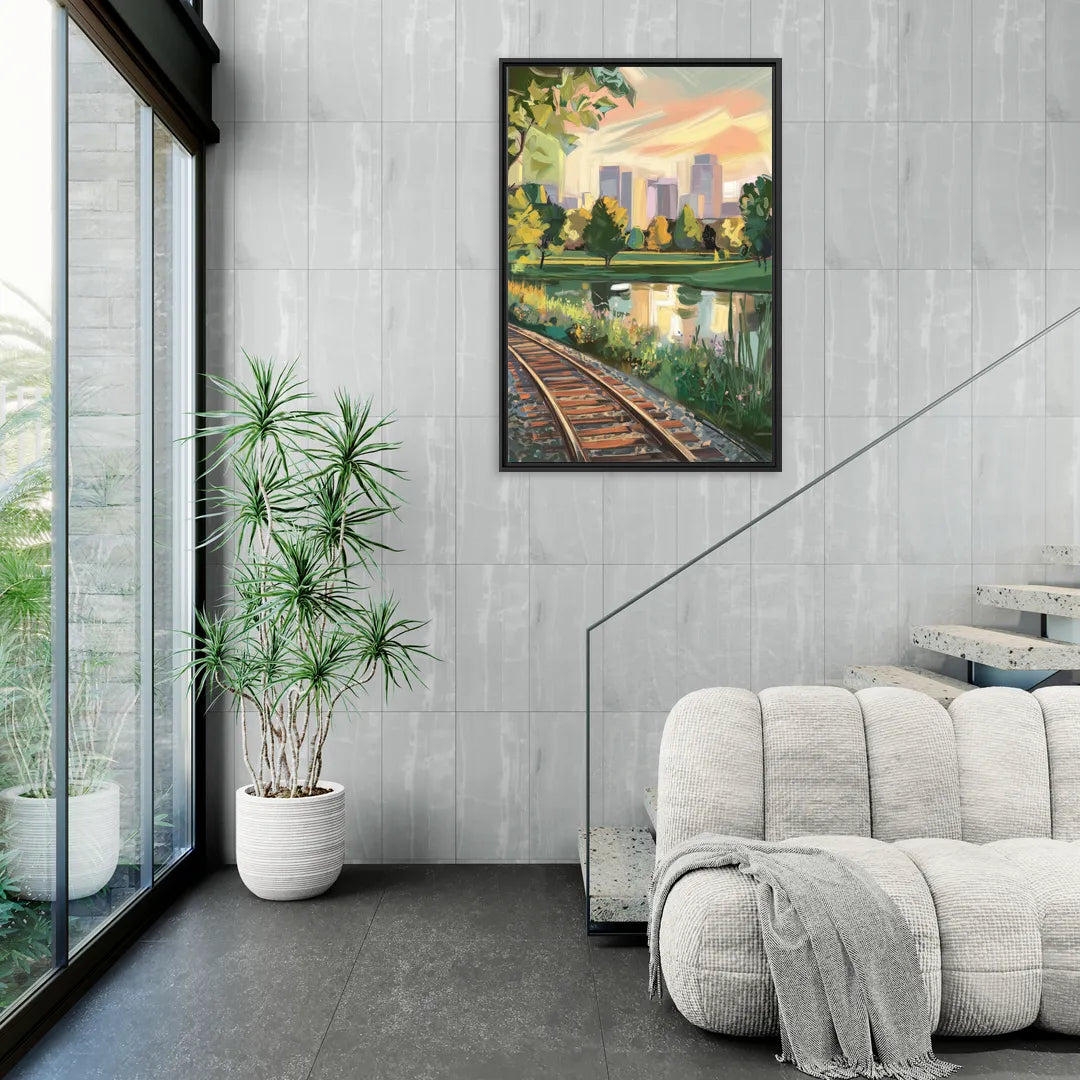 Birmingham Railroad Park - Living Room Black Frame Canvas