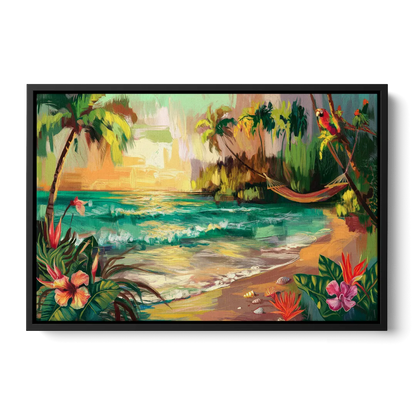 Galveston Tropical Paradise - Black Frame Canvas
