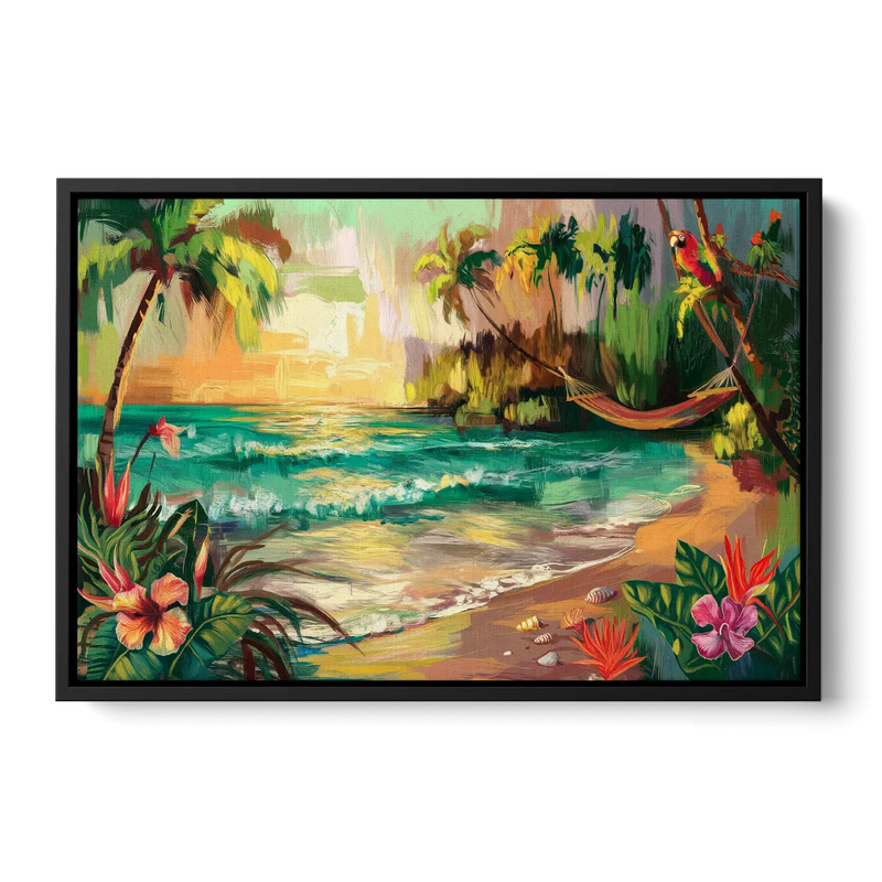 Galveston Tropical Paradise - Black Frame Canvas