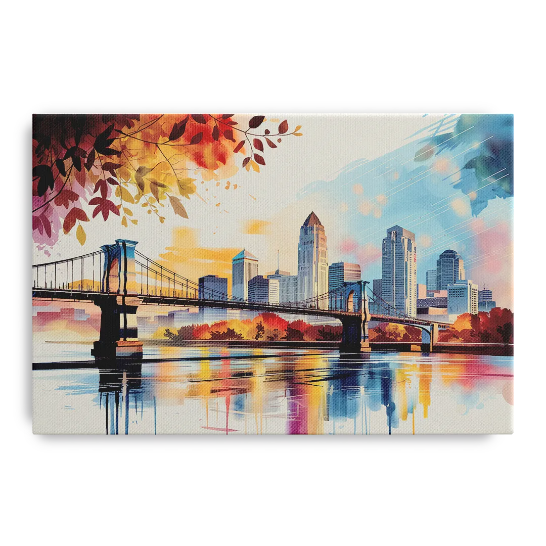Cincinnati Skyline In Autumn - Canvas Wall Art