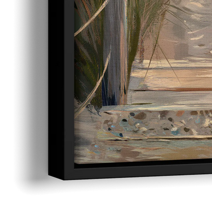 Seaside Coastal Path - Close-Up Black Frame Canvas