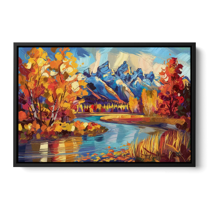 Jackson Hole Autumn Colors - Black Frame Canvas