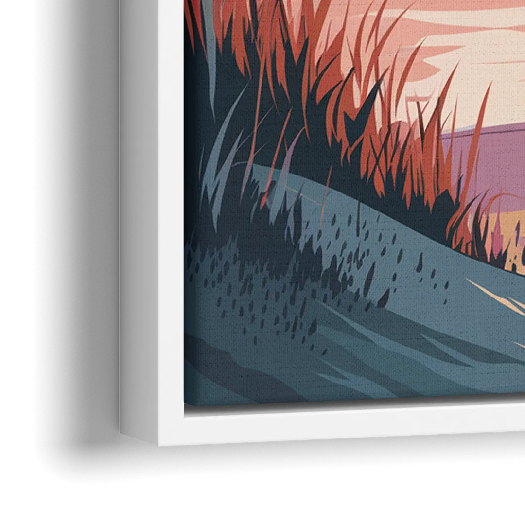 Myrtle Beach Sunset Reflections - Close-Up White Frame Canvas