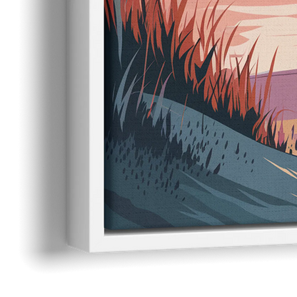 Myrtle Beach Sunset Reflections - Close-Up White Frame Canvas