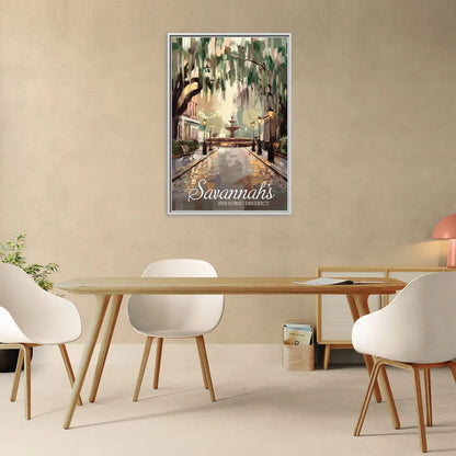 Savannah Historic District Charm - Living Room White Frame Canvas