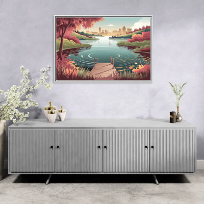 Madison Scenic Lakeshores - Living Room White Frame Canvas