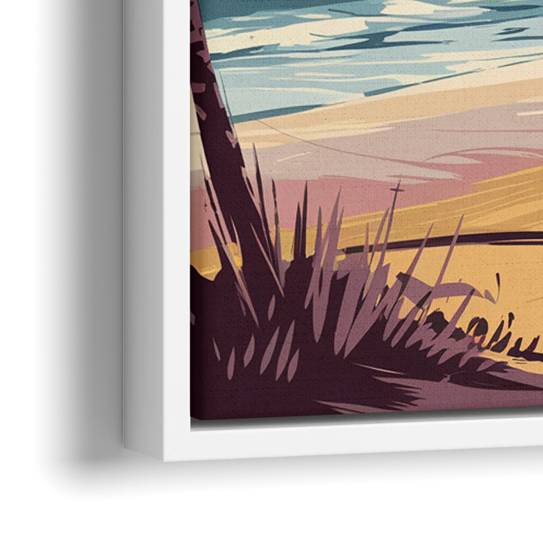 Long Beach California Coastal Scene - Close-Up White Frame Canvas