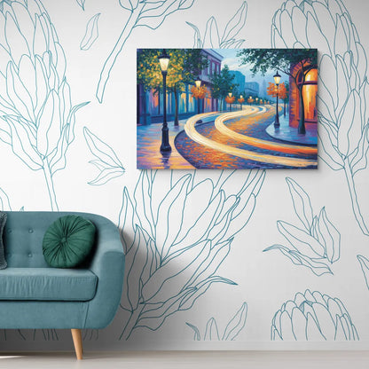 Crescent Street Lights - Canvas Wall Art Living Room