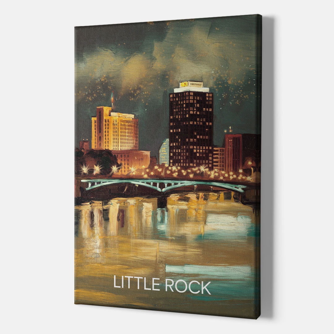 Little Rock Nighttime Skyline - Canvas Wall Art Indoor
