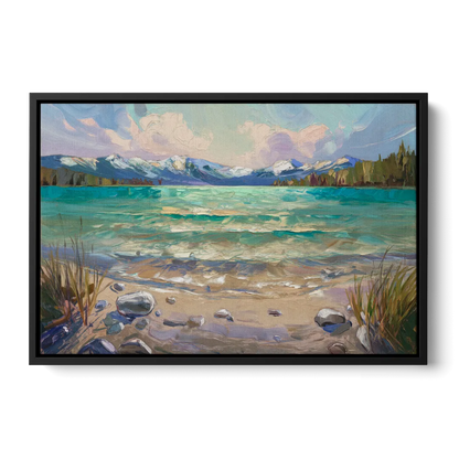 Lake Tahoe Mountain Serenity - Black Frame Canvas