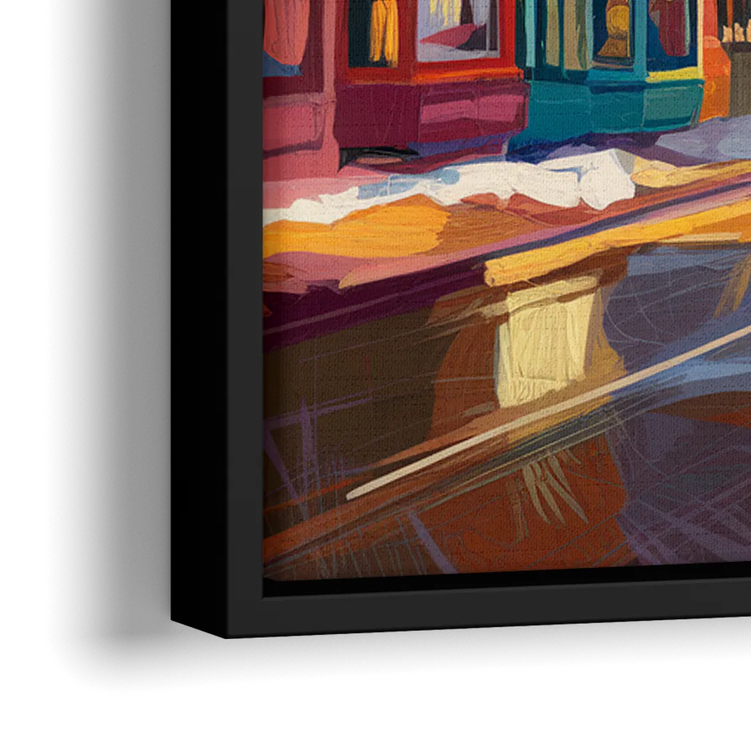 Telluride Downtown Charm - Close-Up Black Frame Canvas