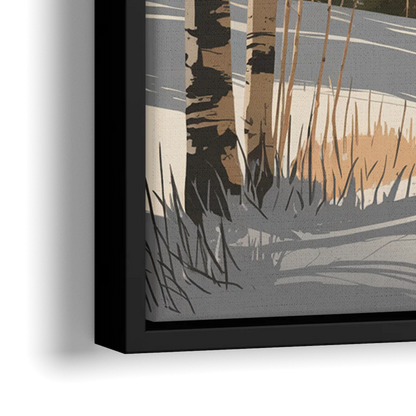 Aspen Snowy Peaks - Close-Up Black Frame Canvas