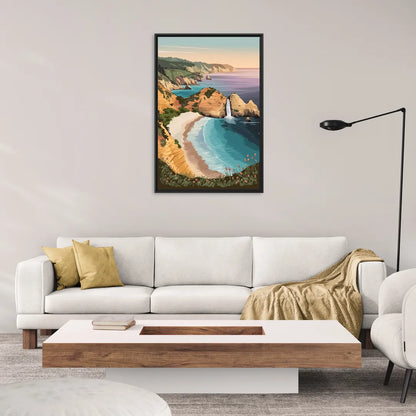 Big Sur Serene Landscape - Living Room Black Frame Canvas