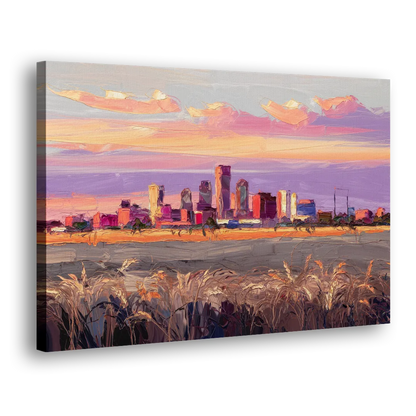 Lubbock Skyline Sunset - Canvas Print Art Sides