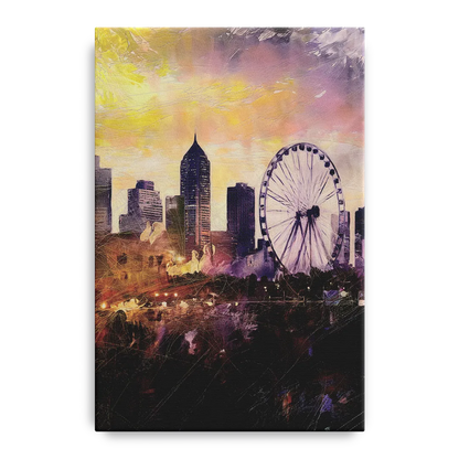 Atlanta Skyline with Ferris Wheel - Canvas Wall Art
