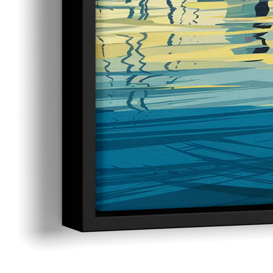 San Diego Waterfront Serenity - Close-Up Black Frame Canvas