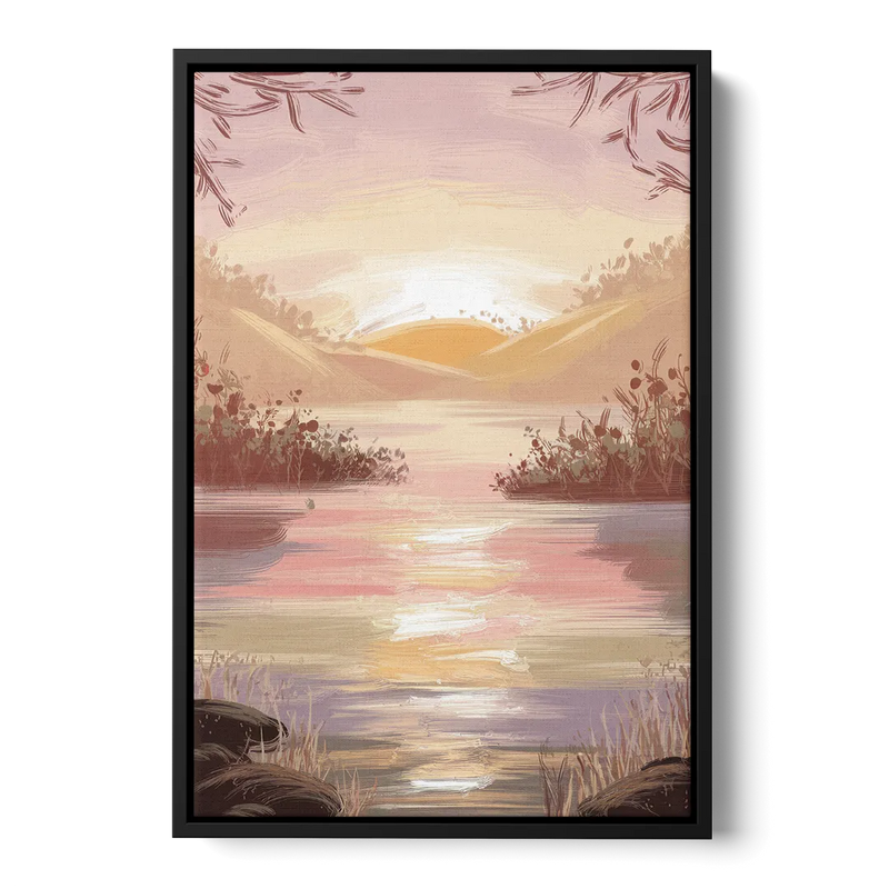 Springfield Sunrise Landscape - Black Frame Canvas